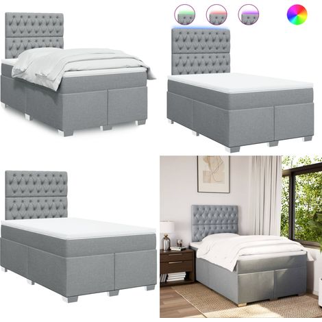vidaXL Sommier à lattes de lit et matelas gris clair 120x190 cm tissu (1/5)