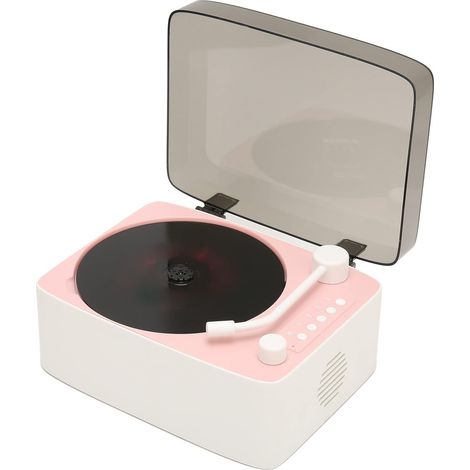 Portable CD Player with Bluetooth, Vintage CD Music Player, Retro Gramophone CD Player, Built-in HiFi Speakers, USB Support, AUX Input, Ideal for Gifts (Pink) (1/5)