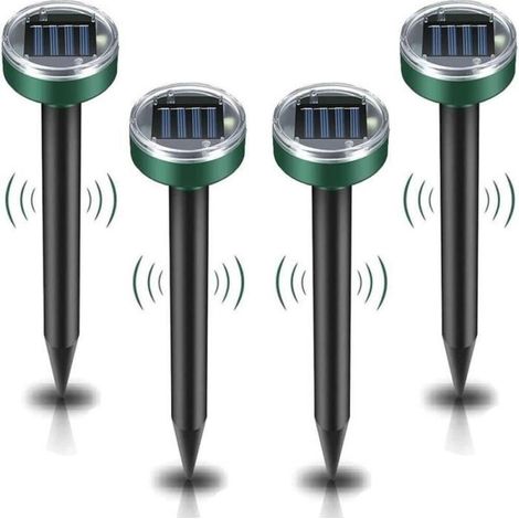 Maulwurfsabwehrgerät (4 Stück), solarbetriebenes Ultraschallgerät zur Abwehr von Schlangen und Mäusen, Maulwurfsfalle, Mäuseabwehr, Maulwurfsbekämpfung