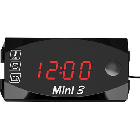 Moto DC 6 V-30 V 3 en 1 horloge numérique + thermomètre + voltmètre de tension IP67 testeur étanche jauge de surveillance de batterie pour voiture bateau Marine, Lumière noire et rouge (1/5)
