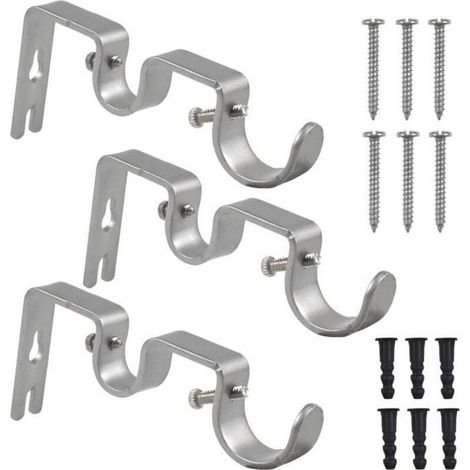 3 Pcs Bracket of Tringle to Curtain Double Tringle to Curtain Pole Holder Curtain Drapery Rod Brackets for Barre of Curtains Labels (1/4)