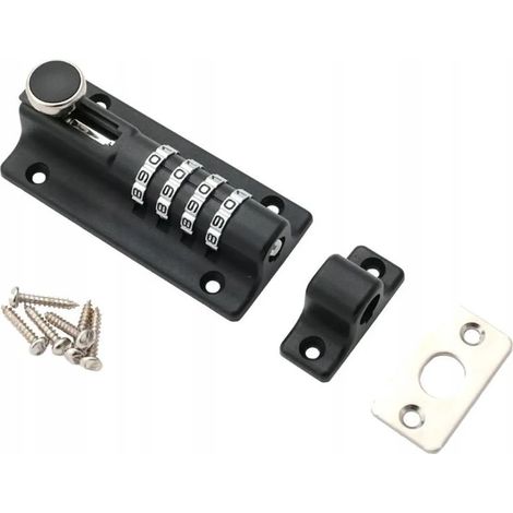 Türriegel – 120 mm – Schwarz – Robust und langlebig – Inklusive Zahlenschloss und Montagezubehör (1/5)