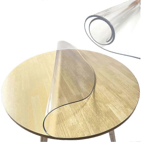Protection de table ronde en PVC transparent 5 tailles épaisseur 2 mm imperméable en vinyle 70 cm de diamètre. (1/5)