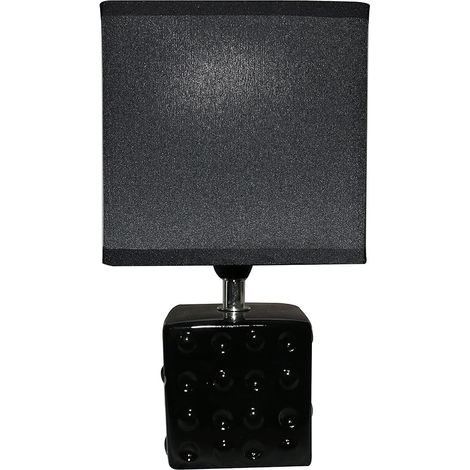 King Home SCHWARZE TISCHLAMPE Keramik quadratischer Sockel 14x11x26h cm (1/4)