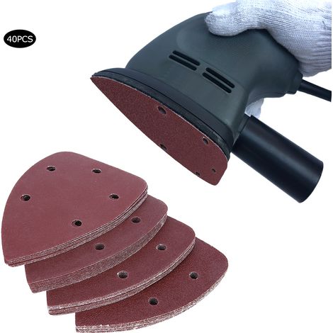 40-teiliges Set dreieckiger Schleifpapiere mit samtiger Rückseite, 5 Löcher, 140 x 90 mm (1/5)