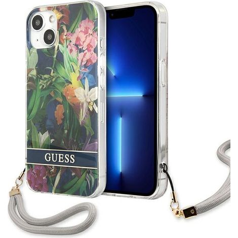Guess GUHCP13SHFLSB iPhone 13 mini 5.4 blau/blaue Hartschalen-Hülle mit Blumenmuster (1/5)