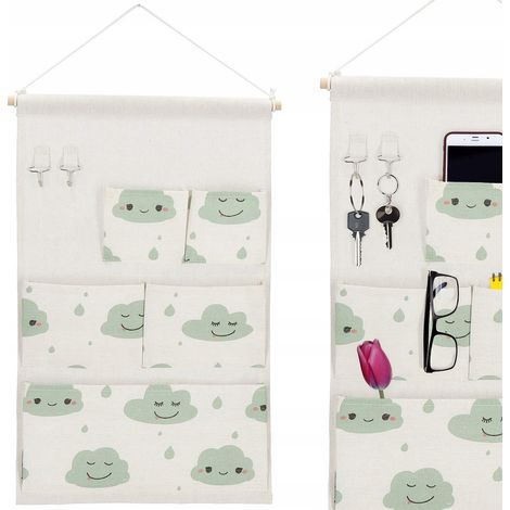 ORGANIZADOR COLGANTE ALFOMBRA PARA PARED PUERTA BAÑO JUGUETES 5 BOLSILLOS (1/5)