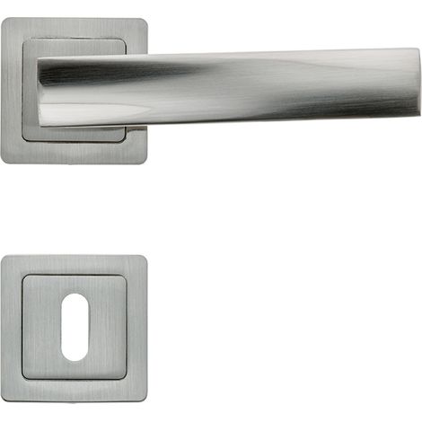 AYR Lot de 2 poignées ELICE nickel satiné + 2 rosaces clé nickel satiné (1/4)