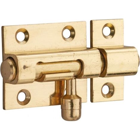 Targette pour porte de meuble, laiton, pêne Ø 8mm, 35x30mm - (1/2)