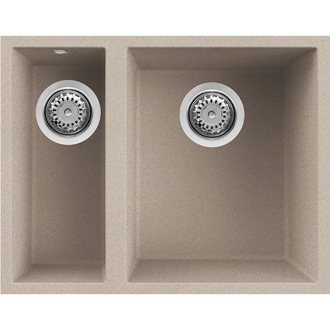 Lavello Elleci Incasso 2 vasche 56x44 Quadra 150 Sottotop Granitek Avena LGQ15051BSO (1/6)