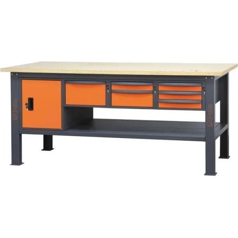 Beta C58BC-W2,1 6CA/O Banco da lavoro con piano in legno 2,1 m cassetti e anta (1/3)