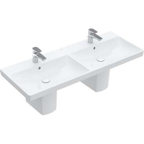 Villeroy & Boch Avento - Lavabo doppio da mobile 120x47 cm, con troppopieno, 2 fori per miscelatore, bianco alpino 4A23CK01 (1/4)