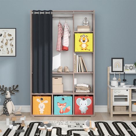Armario de ropa para niños Luigi, Sonoma, 105.8 x 178.1 cm Con cajas plegables (color), Vicco