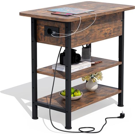 Side Table with Integrated Socket, Small Living Room Table (1/5)