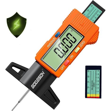 Digitaler Reifenprofiltiefenmesser 0-25,4 mm mit LCD-Display für Autos, LKW, Motorrad (1/5)