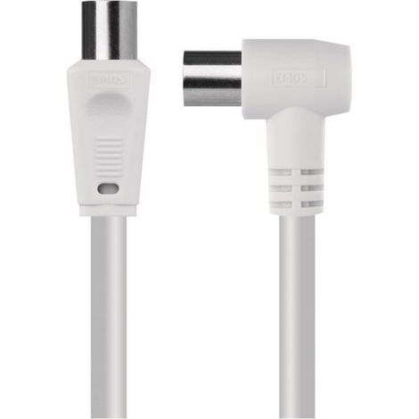 Câble Antenne - Coaxial - Double Blindage - 5 M - Connecteur IEC Droit Et Coude 90° - Pour TV Décodeur Récepteur - 1 Pièce (1/4)
