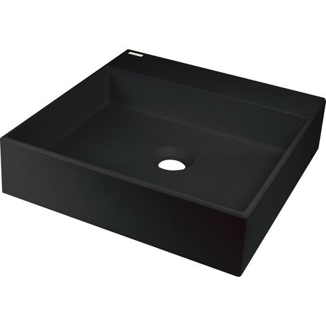 Aufsatzwaschbecken Schwarz eckig in Granitoptik mit Armaturenbank "Correo" (1/3)