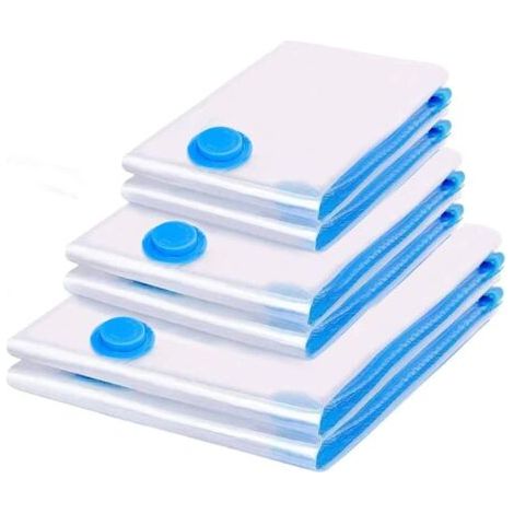 Sacs Rangement Sous Vide Aspirateur 6 Piéces 2L100x80 +2M 80x60 + 2S 60x40cm Housses de Rangement sous Vide Voyages Compression pour Vétements, Couettes, Literie, Oreillers (1/5)