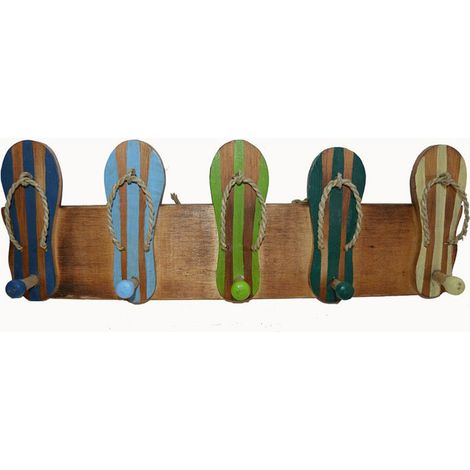 Porte-clés Murale En Bois - Crochets Métalliques Robustes - Pour Entrée Couloir Salle De Bain Chambre - 1 Pièce (1/5)