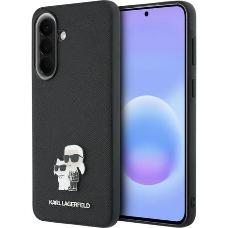 Funda Karl Lagerfeld Saffiano con logotipo metálico Karl&Choupette para Samsung Galaxy A57 5G negra (1/5)