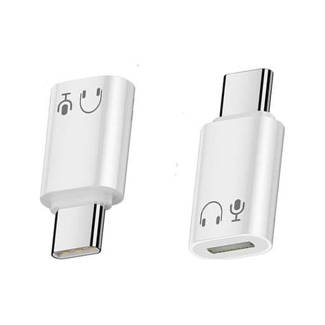 Adaptateur Lightning femelle vers USB-C mâle en alliage d'aluminium pour casque audio - Qualité sonore HiFi - Blanc (1/5)