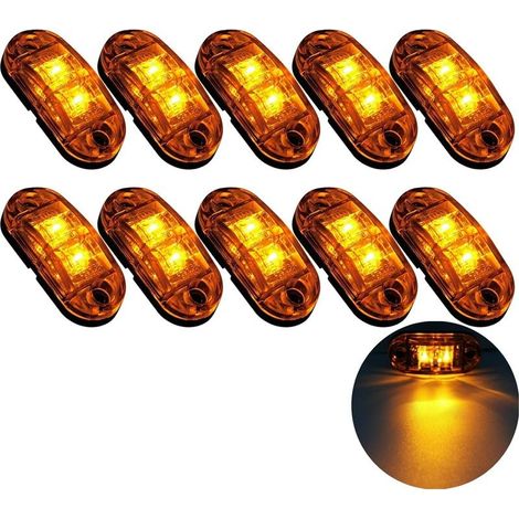 10X 2 LED Feux de Marquage Latéral 12 / 24V Feux De Gabarit LED Remorque Lampe Latérale Avertissement Lumière jaune pour Camion RV Caravan (1/5)