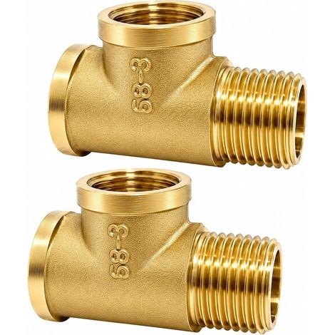 2PCS Connecteur en T Flexible Mobile 3 Voies, Raccord en T Laiton 1/2 Pouce AGxIGxIG (20 mm), Adaptateur 90° pour Tuyauterie Eau, Raccord Robinet Universel, Système de Distribution d’Eau pour Cuisine (1/5)
