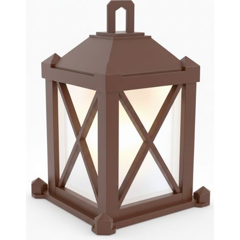 Lanterne LED marron, lanterne décorative LED pour bougie chauffe-plat
