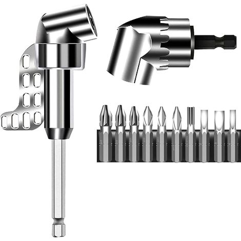 Perceuse à Angle Droit, 2pcs Angle Perceuse Foret à Angle Droit Extension Tournevis -Flexible Renvoi d'Angle Visseuse (1/5)