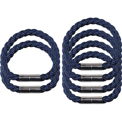 6er-Set magnetische Gardinenhalter, praktische dekorative Raffhalter, gewebtes Gardinenseil – Blau (1/5)