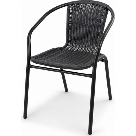 Linder Exclusiv Poly Rattan Gartenstuhl Terrasse Stuhl Dunkelgrau/Schwarz (1/4)