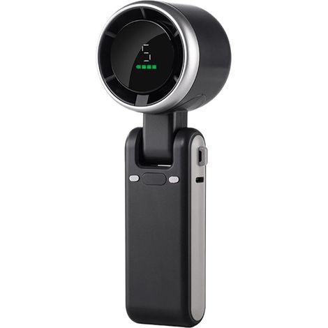 Mini ventilateur turbo 3 en 1 (12 heures en veille), compact et portable, avec 5 vitesses ultra puissantes, moteur sans balais, batterie rechargeable incluse, parfait pour l'extérieur (noir) (1/5)