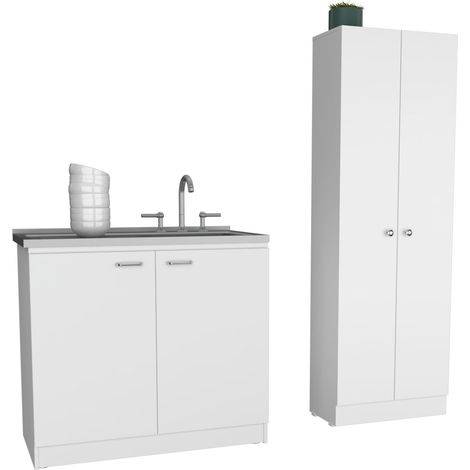 Ensemble Belmont de Cuisine, Meuble avec évier + Armoire multifonctionnelle (1/4)
