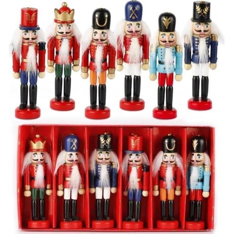 Jeu de décoration de Casse-Noisette Funny Toy, ensemble de 6 ornements de Casse-Noisette pour Noël (1/4)
