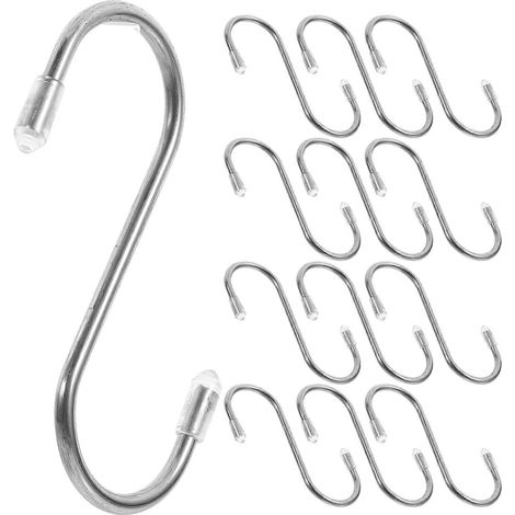Crochets de cuisine argentés, crochets en acier inoxydable en forme de S, usage domestique, lot de 20 (1/5)