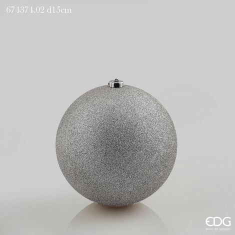 EDG Enzo De Gasperi Palla Natale Poly D 15 Cm Glitterata con Polybag Silver 1 Pz