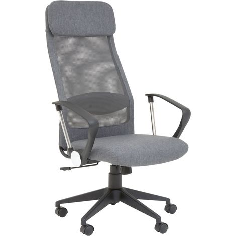 Premier Housewares Brent Grey Mesh And Fabric Home Office Chair (1/5)
