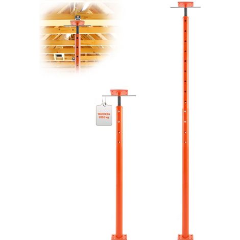 Vérin de plancher télescopique, hauteur 135-236 cm, capacité 8165 kg, poutre de soutien réglable pour nivellement, support temporaire en acier. (1/5)