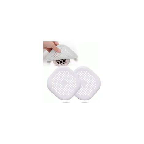 Lot de 2 protections de bonde en silicone, filtres pour évier de cuisine avec ventouses, filtres pour bonde de baignoire, filtres pour évier de cuisine et de salle de bain. (Deux blancs) (1/5)
