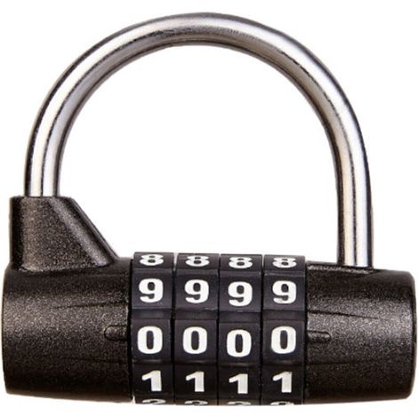 Cadenas à combinaison à 4 chiffres pour casier scolaire, salle de sport, boîte à outils, étui, rangement à moraillon (anse noir) (1/5)