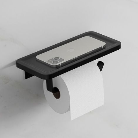Wandmontierter Toilettenpapierhalter, Badezimmerregal, Handyhalterung, multifunktionales Toilettenzubehör. (1/4)