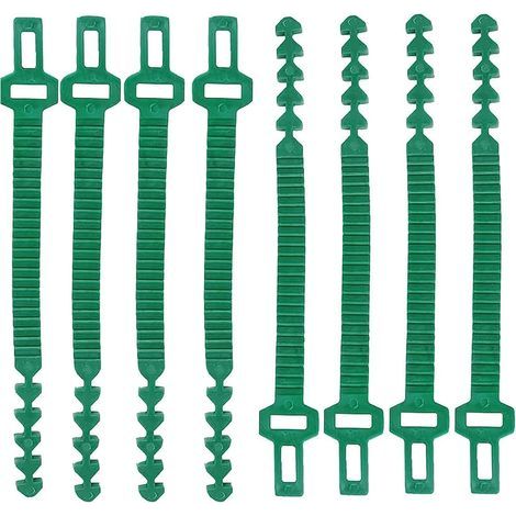 Ataduras para plantas, 8 unidades, ataduras ajustables de 24 cm, ataduras de plástico ajustables para plantas, correas ajustables para árboles y plantas de jardín, ataduras entrelazadas. (1/5)