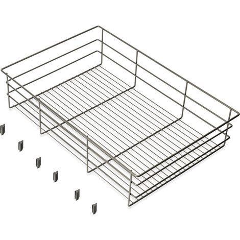 Cassetto Quarzo Emuca per Armadi e Cabine Armadio, 640mm (M80), Acciaio, Titanio (1/5)