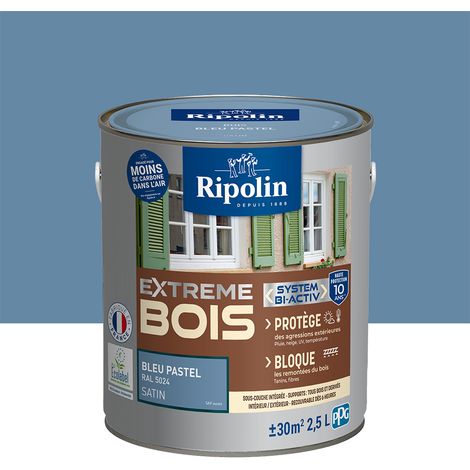 Ripolin – Peinture satin pour bois intérieur et extérieur 2,5L – Résistance intempéries et UV – Barrière anti-pluie – Couleur bleu pastel RAL 5024 (1/5)