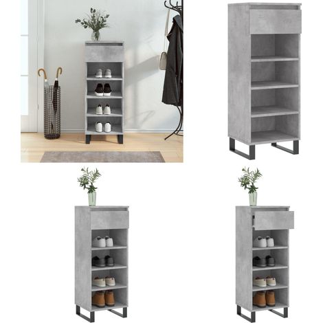 Mueble zapatero madera contrachapada gris hormigón 40x36x105 cm - Madera contrachapada - Armario zapatero