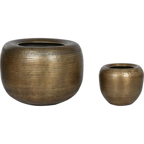 Macetero Set 2 Aluminio 64X64X47 Patinado Dorado (1/3)