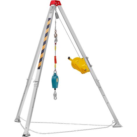 Mophorn 2600 lbs Winde, 8' Beine & 98' Kabel, Rettungsstativ für beengte Räume mit 32,8' Fallschutz, Gurt, Aufbewahrungstasche für herkömmliche beengte Räume