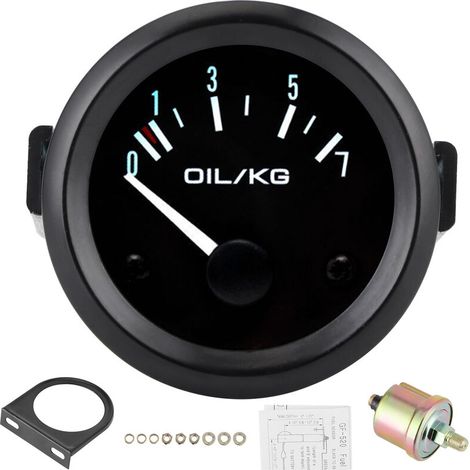 Jeffergarden Jauge de pression d'huile universelle 12V 07kg/cm 52mm Dia Instrument de voiture avec capteur lumière LED blanche (1/5)
