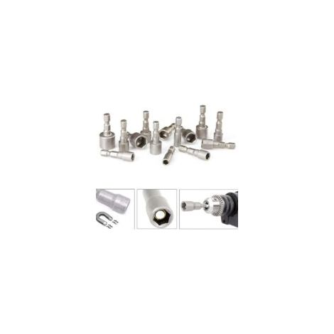 Set di 10 bussole per cacciavite da 6-19 mm - Adattatore per punte, esagonale per cacciavite a dado per trapano manuale, cacciavite elettrico, chiave a bussola (acciaio al cromo vanadio) - Crezuo