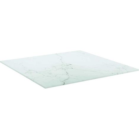Piano Tavolo Piano Scrivania Bianco 50x50 cm 6 mm Vetro Temperato Design Marmo DAS802707 (1/5)